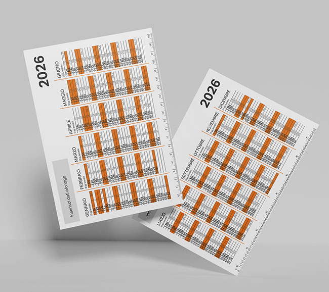 calendario tascabile con righello